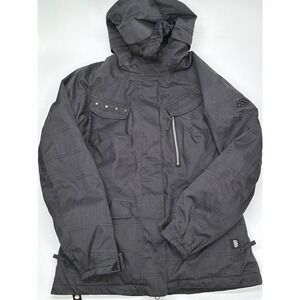 686 Womens Snowboard Jacket Black Textured Hooded Technical Ski Shell 2 Layers